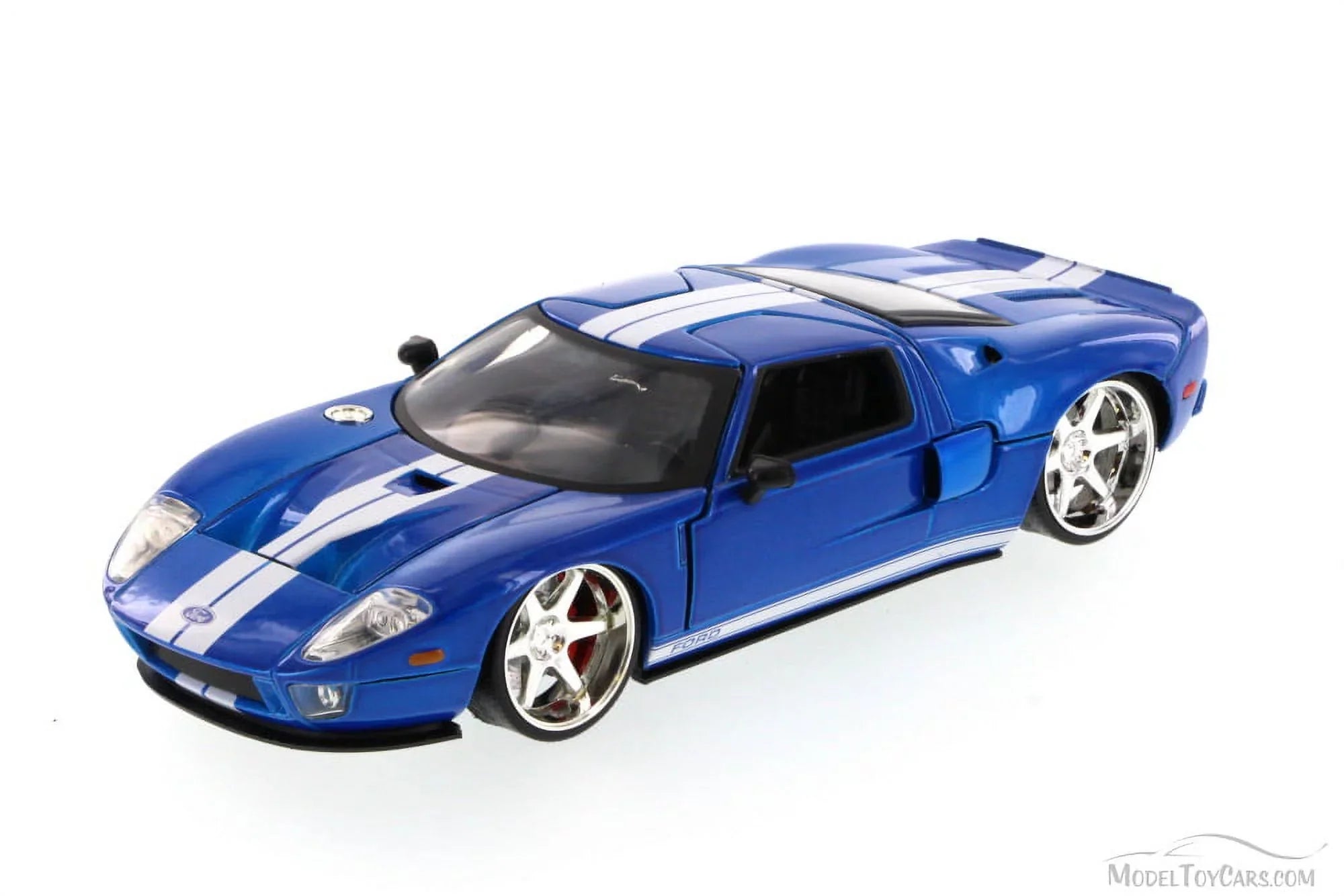 & 1/24 Jada" Furious Stripes with Car 7\" \Fast Model (2015) White Movie Blue by Ford GT Diecast