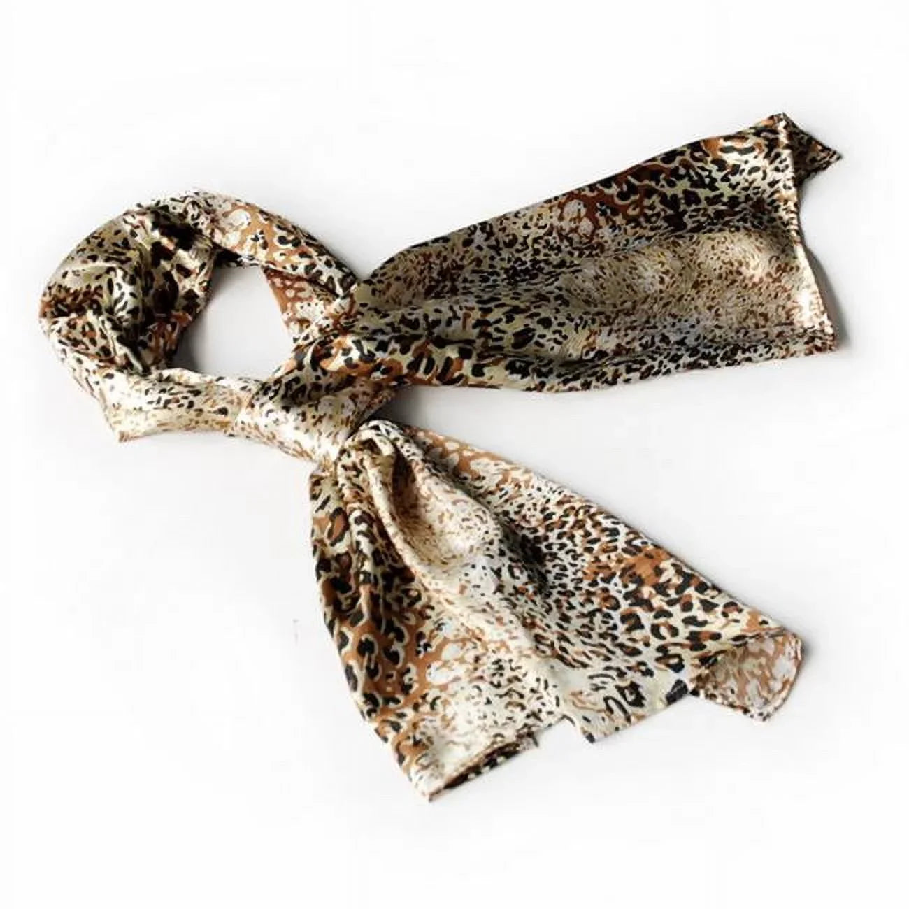 Silk Blancho - Exquisitely Elegant Scarf/Wrap/Shawl Small Soft Design Leopard Gold Flowing