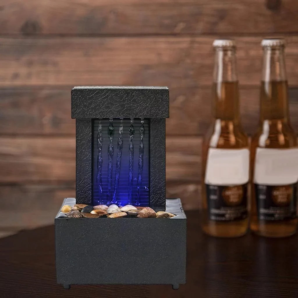 Battery Waterfall USB/AA Room, for Desktop LED Sound Relaxation, Decoration Water Light Fountain Indoor Water Office Living