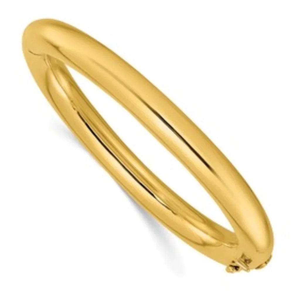 Auriga Hinged Polished Gold Men Yellow Bangle 8mm 14k for