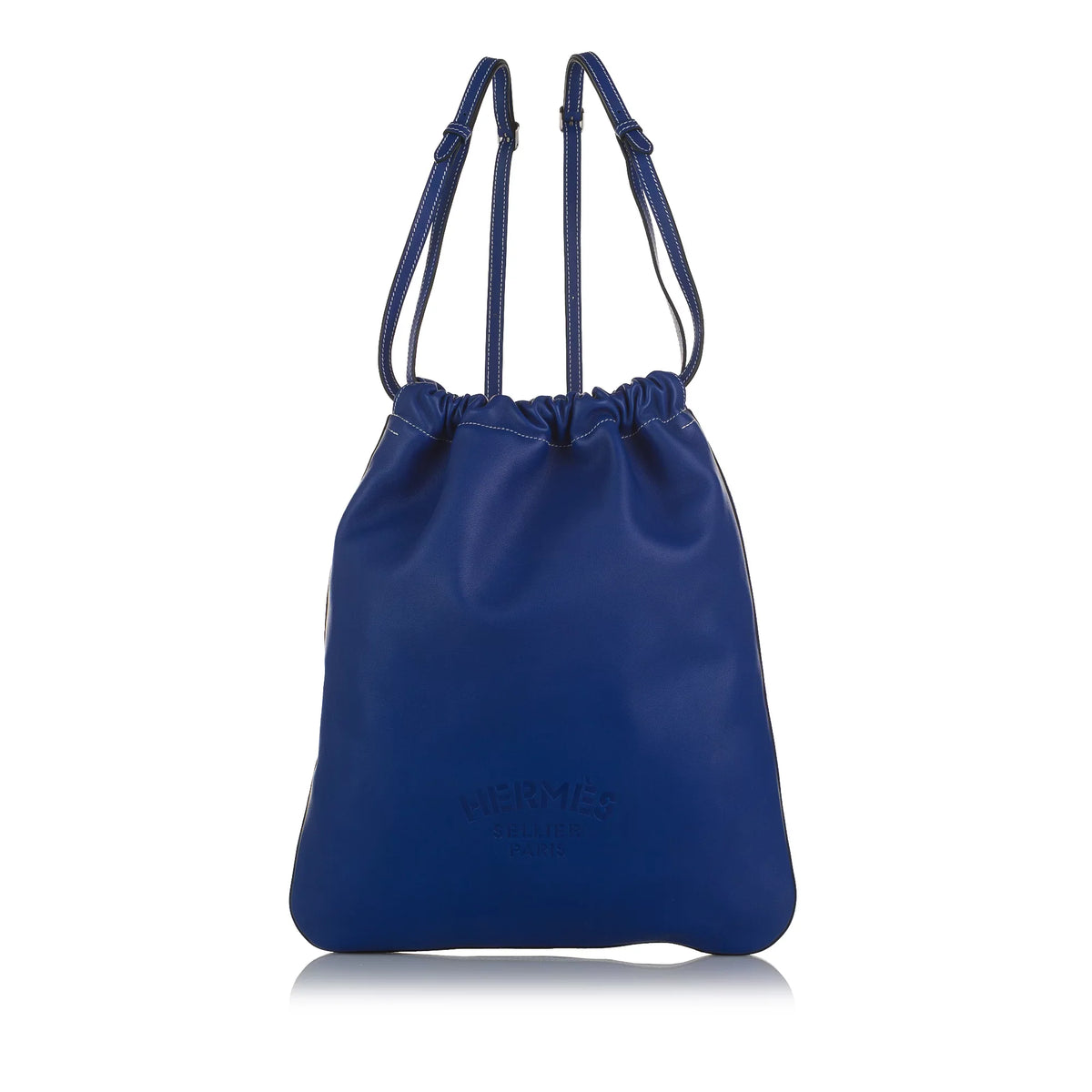 New) (Like Unisex Leather Hermès Pre-Owned Blue Calf Authenticated Bridado Cheri Backpack