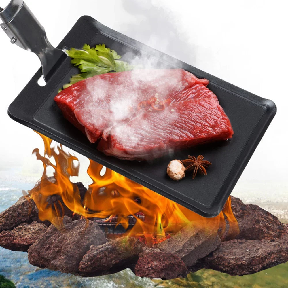 Backpacking Plate Outdoor Fishing Tray Mini Pan Griddle Barbecue MABOTO Grill for Ultra-light with Camping Barbecue Coating Non-Stick Hiking BBQ