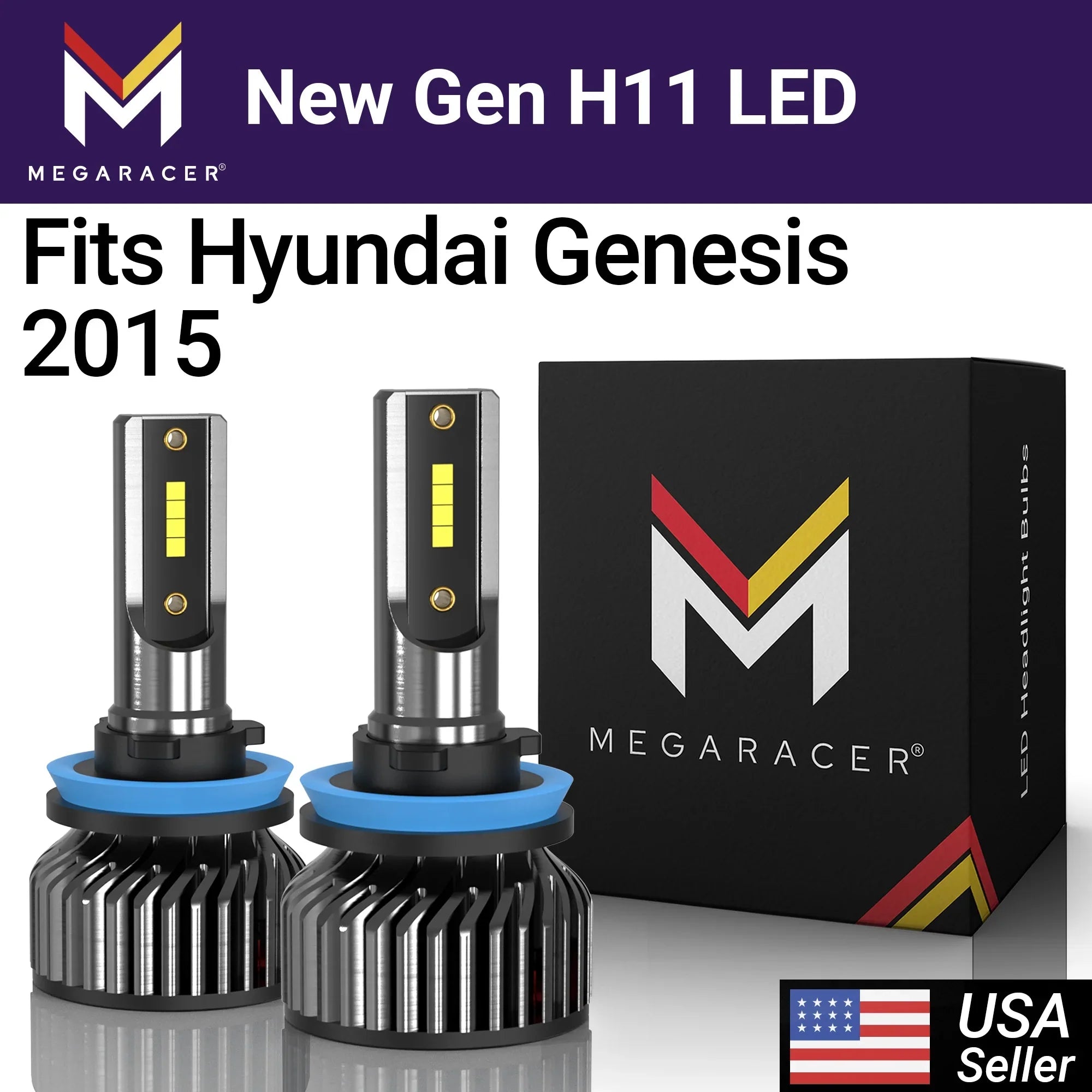 Hyundai Low Genesis Genesis 2015 H16 60W Cool Mega 15 6000K Bulbs Beam 16000LM Headlight Gen Hyundai H8 LED New Replacement White H9 12V H11 Automotive Racer
