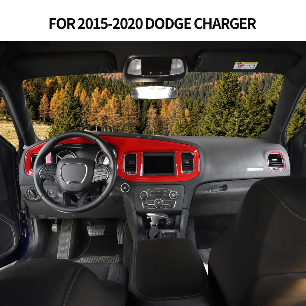 Dash for Trim Board Covers CheroCar Interior Charger Dodge Center Console 2015-2022,Red