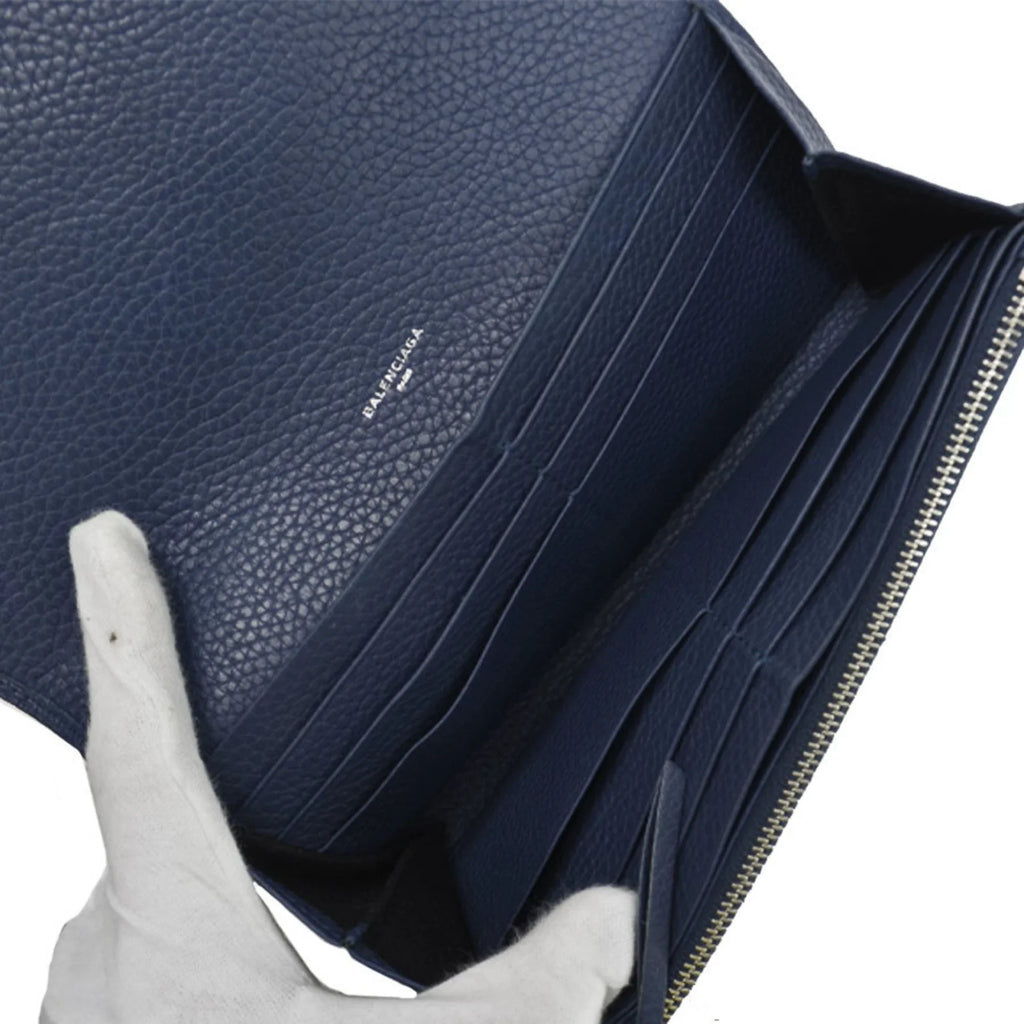 (Good) BALENCIAGA wallet Pre-Owned women's folio Balenciaga navy leather long