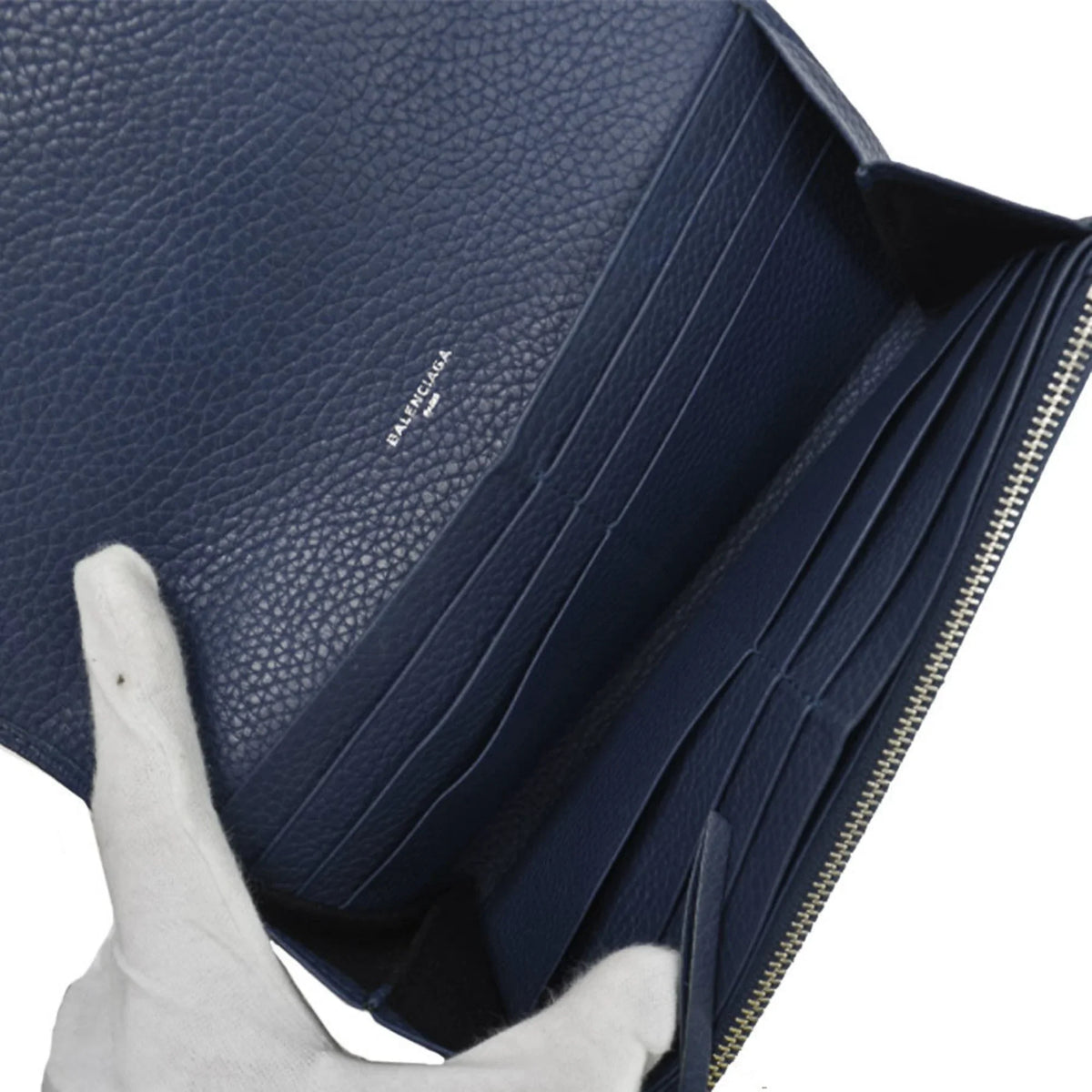 (Good) BALENCIAGA wallet Pre-Owned women's folio Balenciaga navy leather long