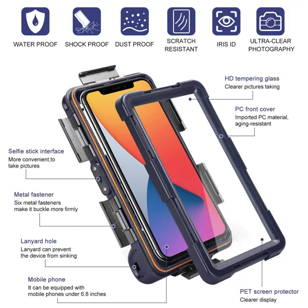 Housing Professional Surfing Waterproof Swimming for Case Up Lenovo Protective Underwater And [15m/50ft] with 6.9 Photo Lanyard Phones A6600 UrbanX LCD Snorkeling Video Diving all to Inch