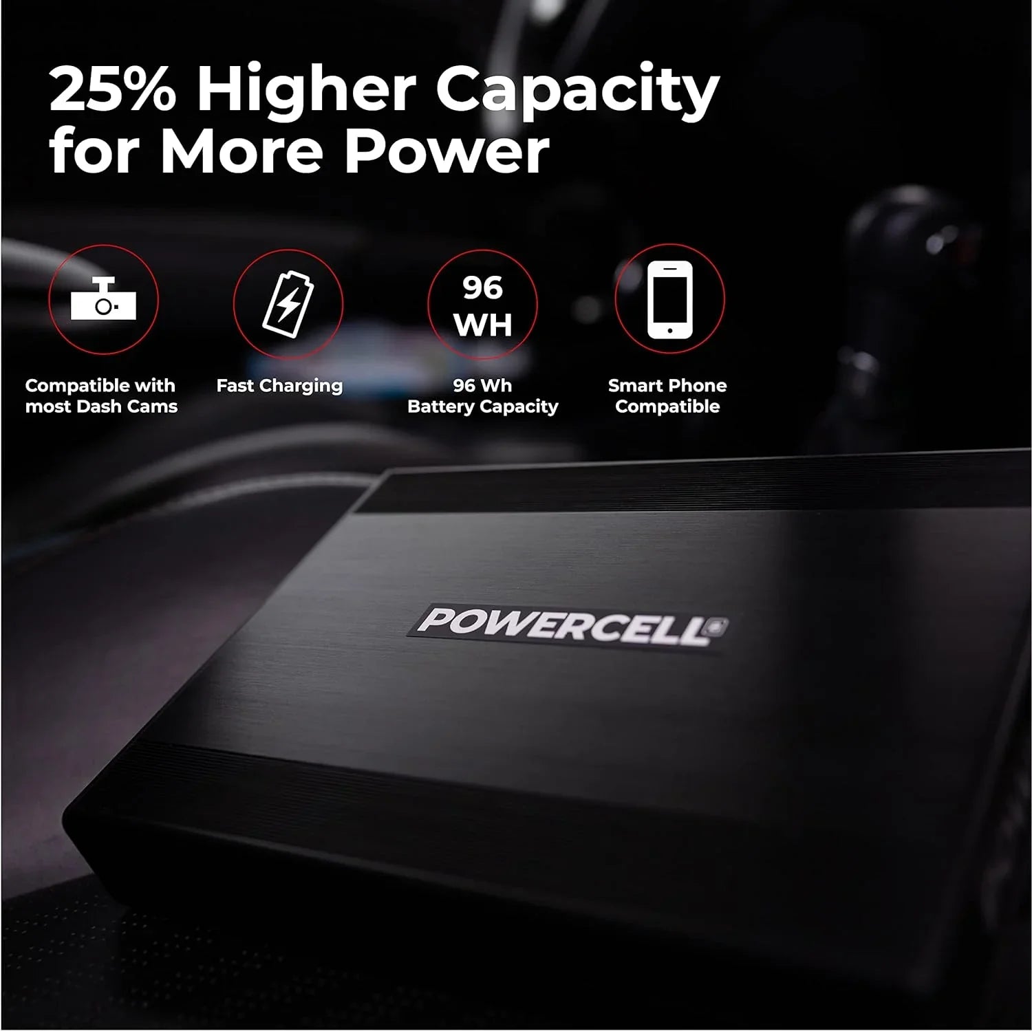 Battery Dash Thinkware | Pack 7,500 | BlackVue BlackboxMyCar Bluetooth Compatible 96Wh, Cam with Dashcams PowerCell and 8 mAh,