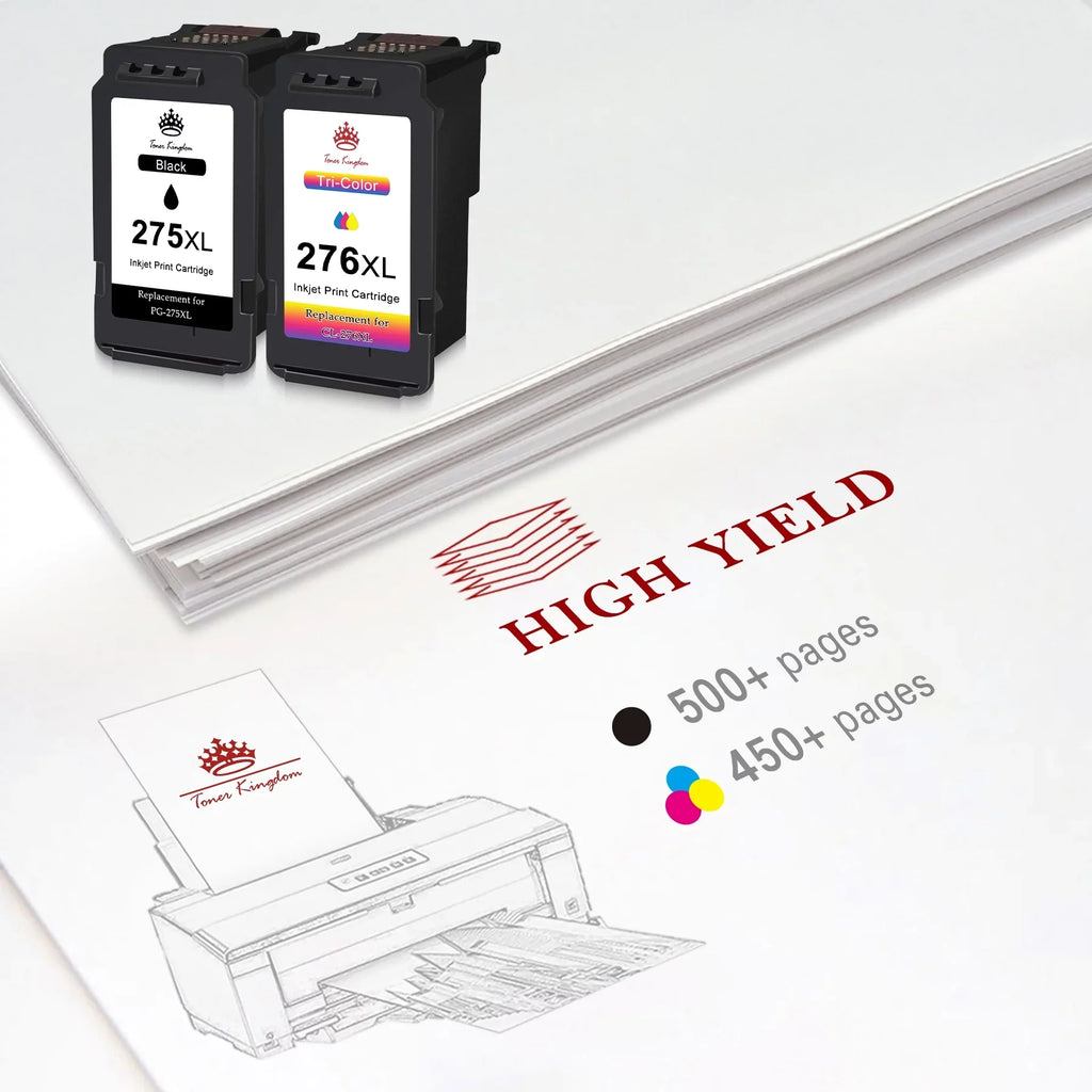 Ink TS3520 Capacity TR4700 275XL Ink 276 Printer TS3500 Cartridges for TR4720 High Black, Color) PG-275XL Pixma 276XL CL-276XL TS3522 (2 Ink Cartridges TR4722 275 and 1 for 276 275 Canon
