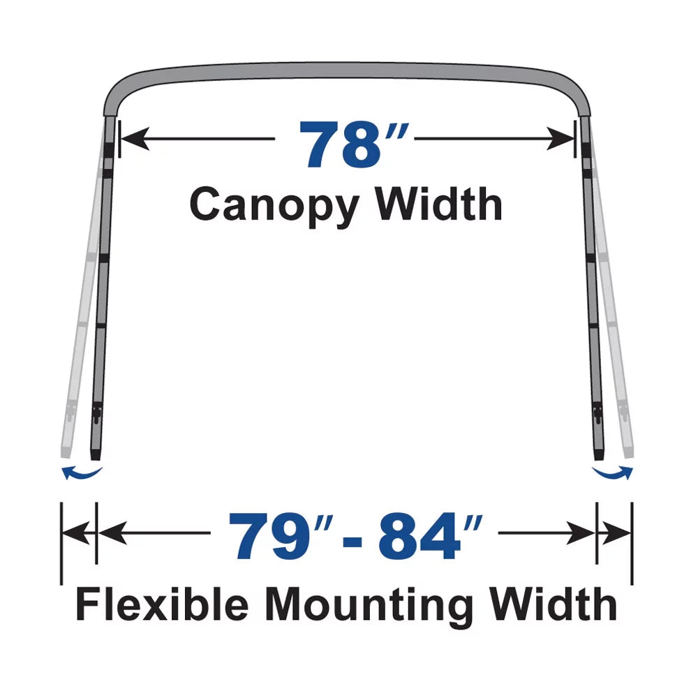 3 Bimini Boat W 79"-84" X Bow Long 54" Top Gray 6' Cover H