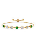 18K inch) 9 Created Fully Lab Silver Bracelet Adjustable Cttw, to Diamond Emerald Stone Moissanite Tennis Yellow Women Gold For Up Grown (3.53 Gem Plated King