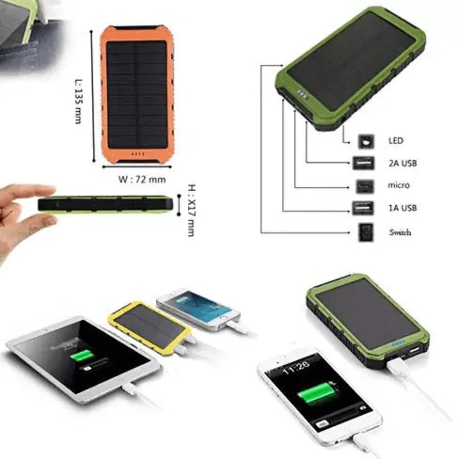 Power Bank Phone or Tablet Roaming Charger Solar