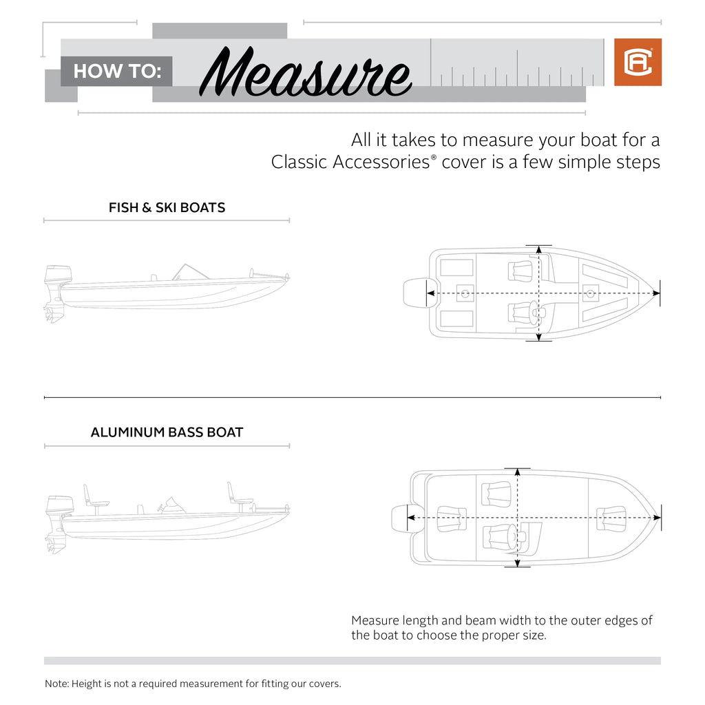 Fits - Boats 16' L C Cover, with 18.5' Fabric, 98" Model RS-1™ Cover All-Weather Ripstop Boat Trailerable Accessories Lunex x Classic Boat W,