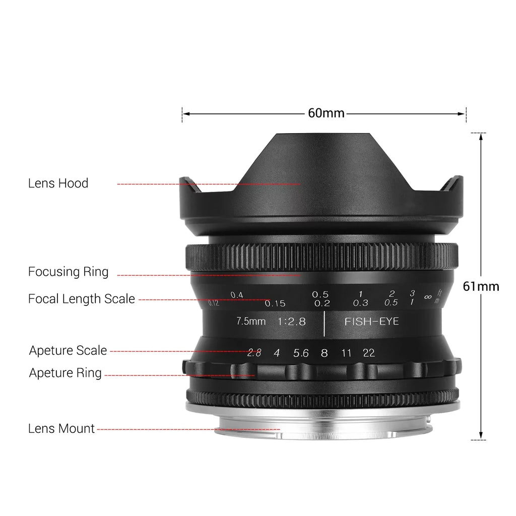 180° Manual Wide With A6100 A6600 180° Lens Camera Camera 7.5mm F2.8 Andoer Lens Aperture A6300 Camera With A6000 A6600 Frame lens,Fisheye A6500 E-mount Aperture Wide Compatible Wide Lens Aps-c