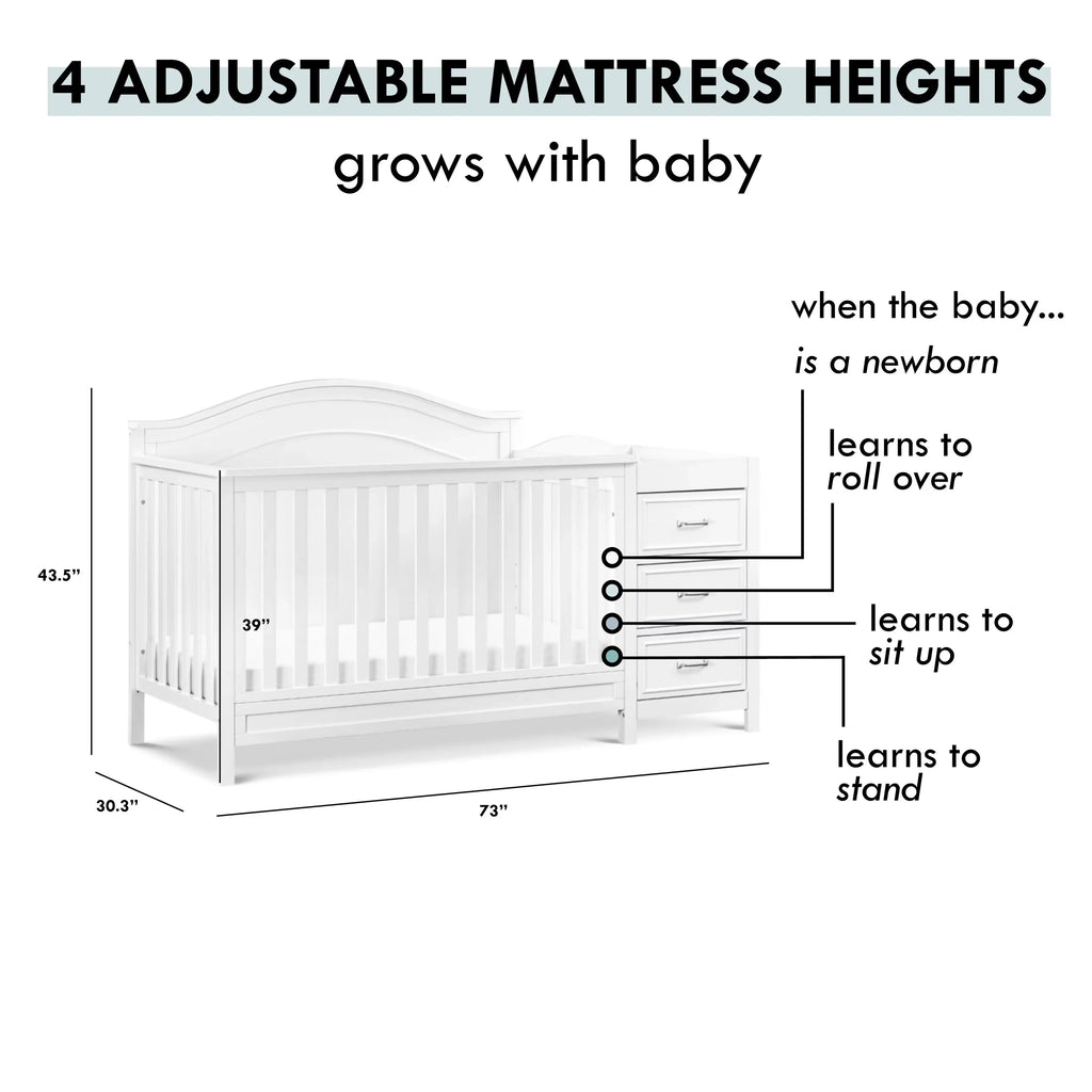 Changer 4-in-1 and Convertible in Charlie DaVinci Combo Crib White