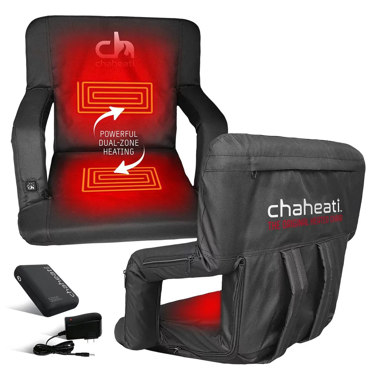 Chair Seat Bleacher – For Sports, Outdoor Heated Folding 7 Black Heated Activities Chaheati Camping, And in V Battery