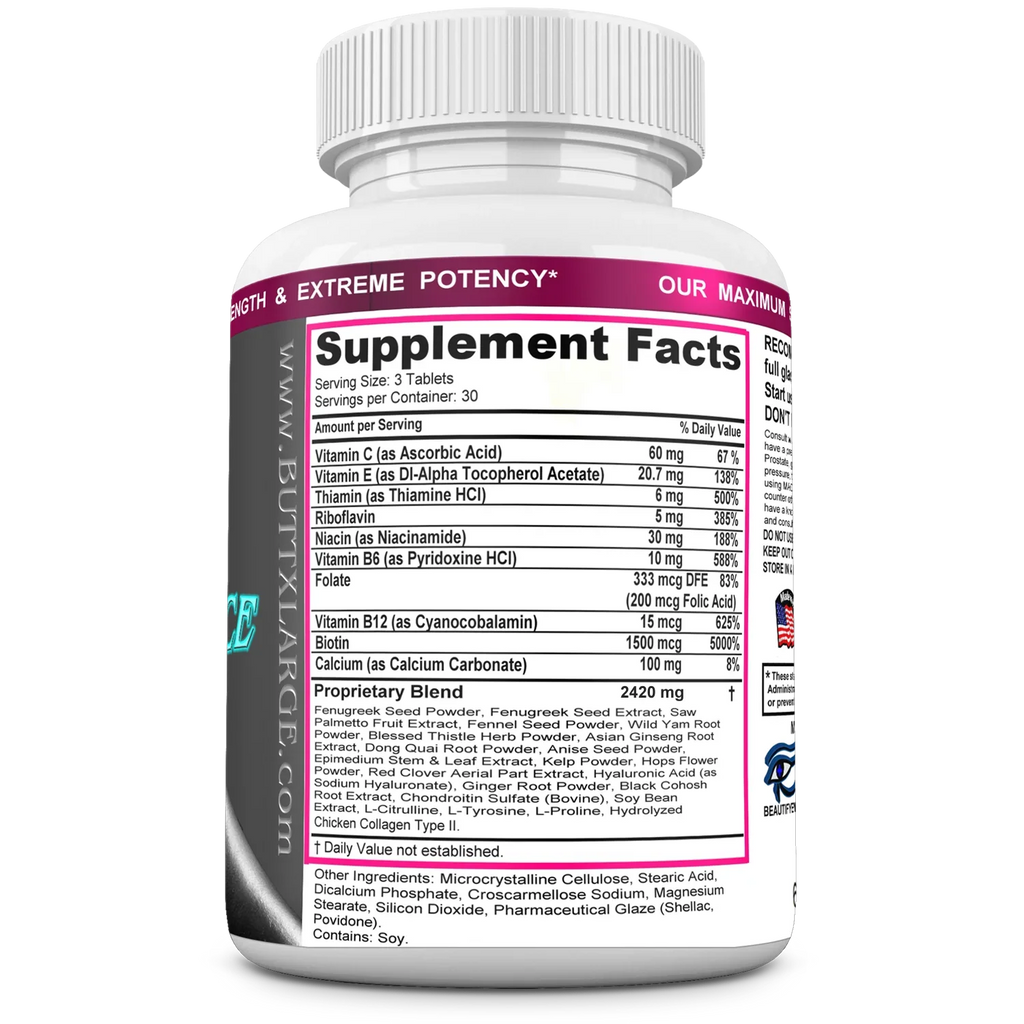 Butt Acids. Supplements. Minerals, X-L-ADVANCE Vitamins, and Booty Formula. Buttocks Tablets Get Bigger and Herbs 90 Amino BUTT