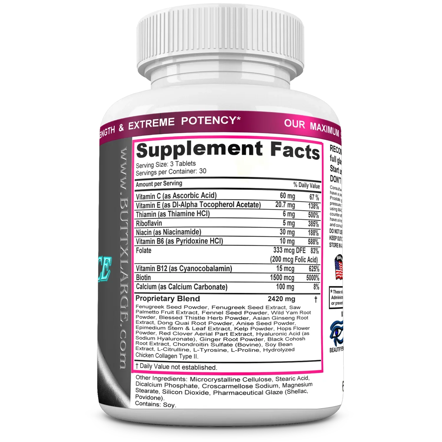 Butt Acids. Supplements. Minerals, X-L-ADVANCE Vitamins, and Booty Formula. Buttocks Tablets Get Bigger and Herbs 90 Amino BUTT