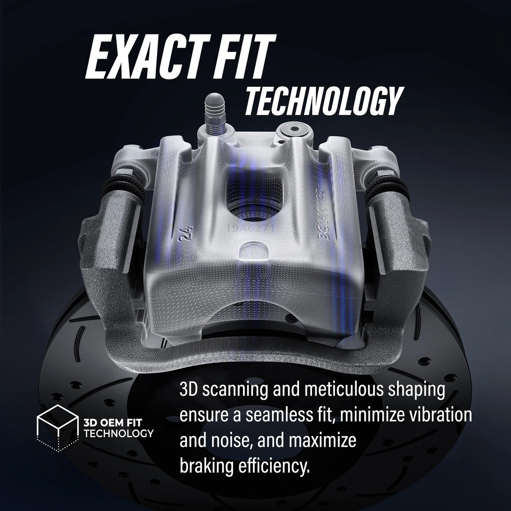 24 Rear With Coated Brake Auto From Caliper Rotors For Ceramic 2012 Piston Front Drilled 12 Kit Disc KCD-100639T Pads Single Transit And Slotted Ram 03 C/V