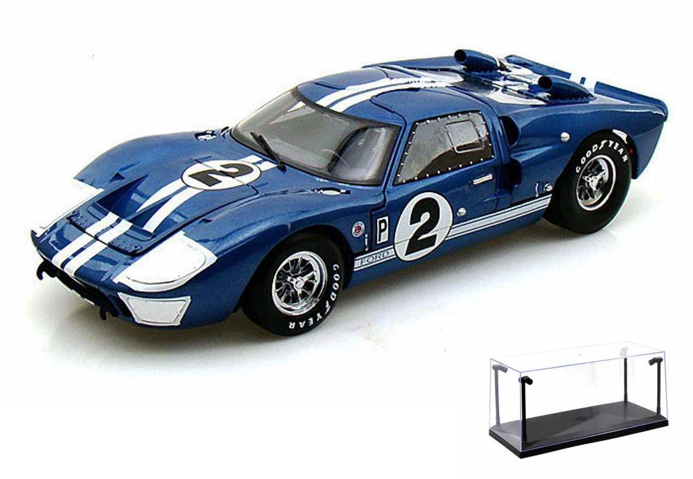 Diecast Display Car Diecast GT-40 Car Shelby LED Blue Display White - Model Case #2, & - Package Stripes 1/18 II Scale SC401 w/LED Case - Ford MK w/ 1966 Toy
