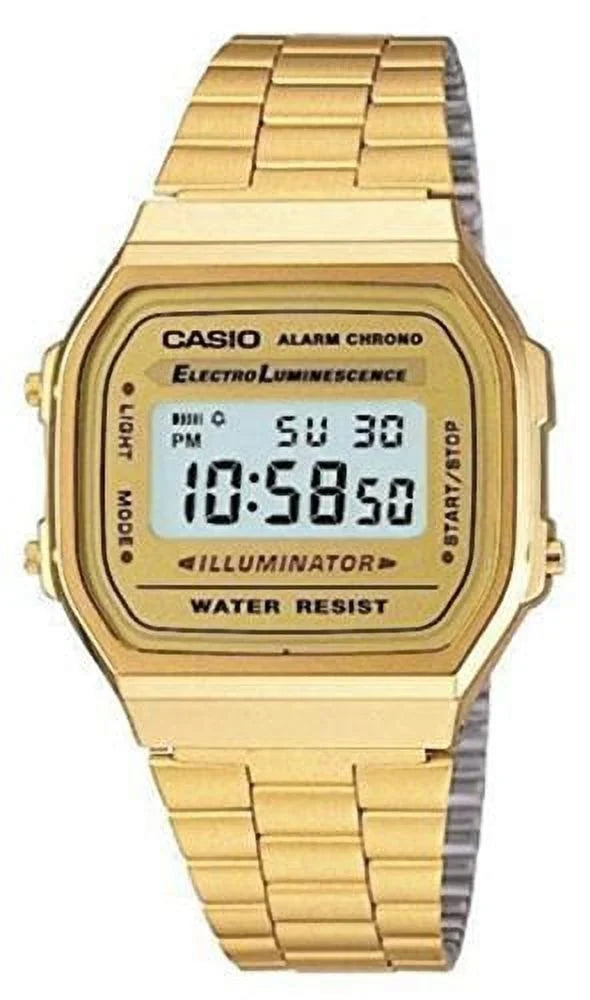 A168WG Digital Light Sport Watch Eliminator Alarm A168WG-9 A168WG-9W Gold