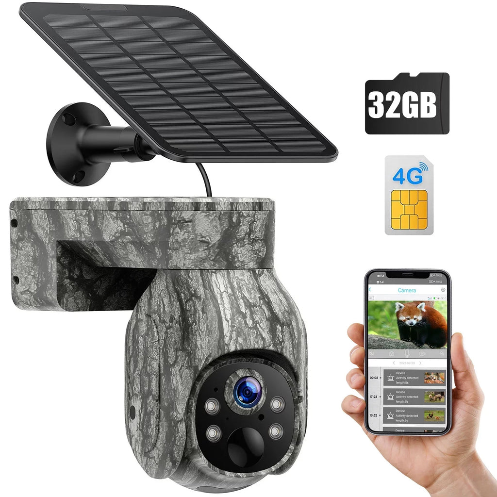 Trail PIR Motion, Vision, 360°Pan Cellular Storage, View, Wireless Card 2K 90°Tilt, with WiFi LTE, Camera &SD with No 4G Night Solar Waterproof, Cloud Live Cam Hunting CAMPARK SIM Camera Game Security