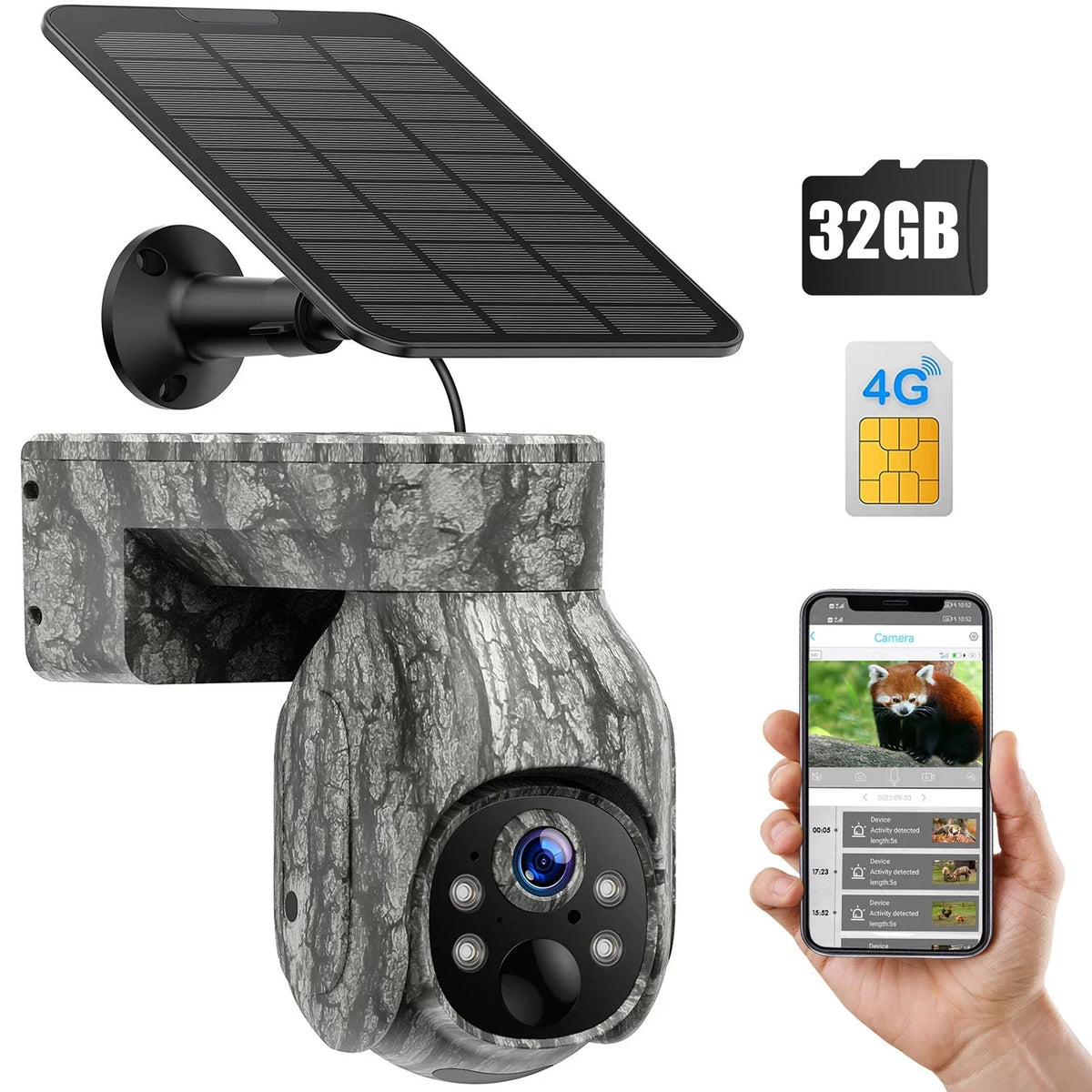 Trail PIR Motion, Vision, 360°Pan Cellular Storage, View, Wireless Card 2K 90°Tilt, with WiFi LTE, Camera &SD with No 4G Night Solar Waterproof, Cloud Live Cam Hunting CAMPARK SIM Camera Game Security