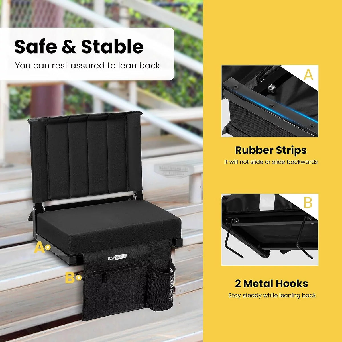 Support, Chair SPECSTAR Back and Seat Strap with Bleachers Holder Bleacher Stadium Portable Shoulder for Folding with Cup