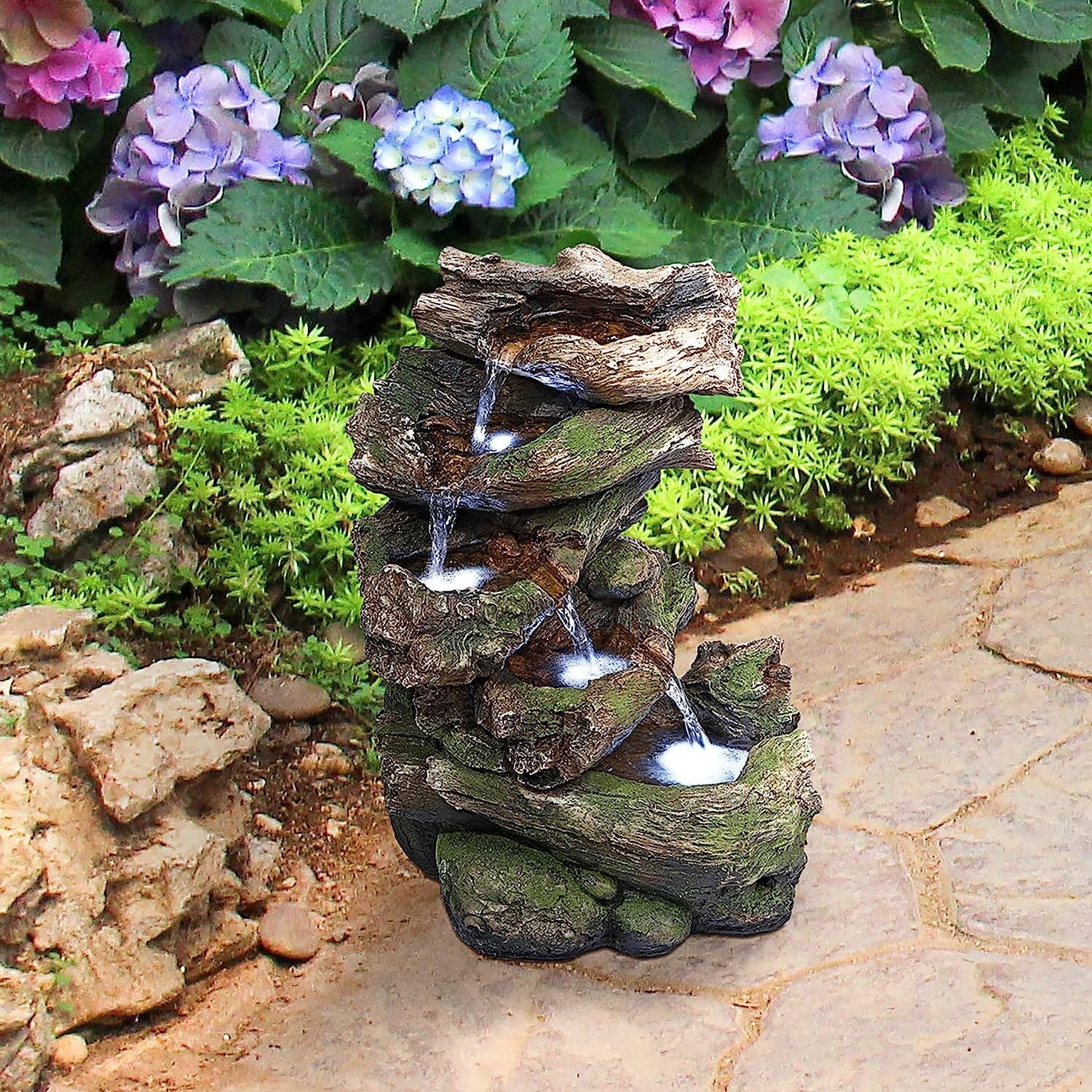 Illuminated Falls Garden Fountain Mesquite