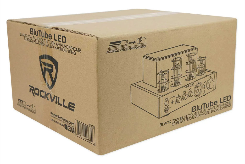 Amp/Home Rockville Ceiling 6.5" Theater Receiver+(8) Speakers LED White Tube