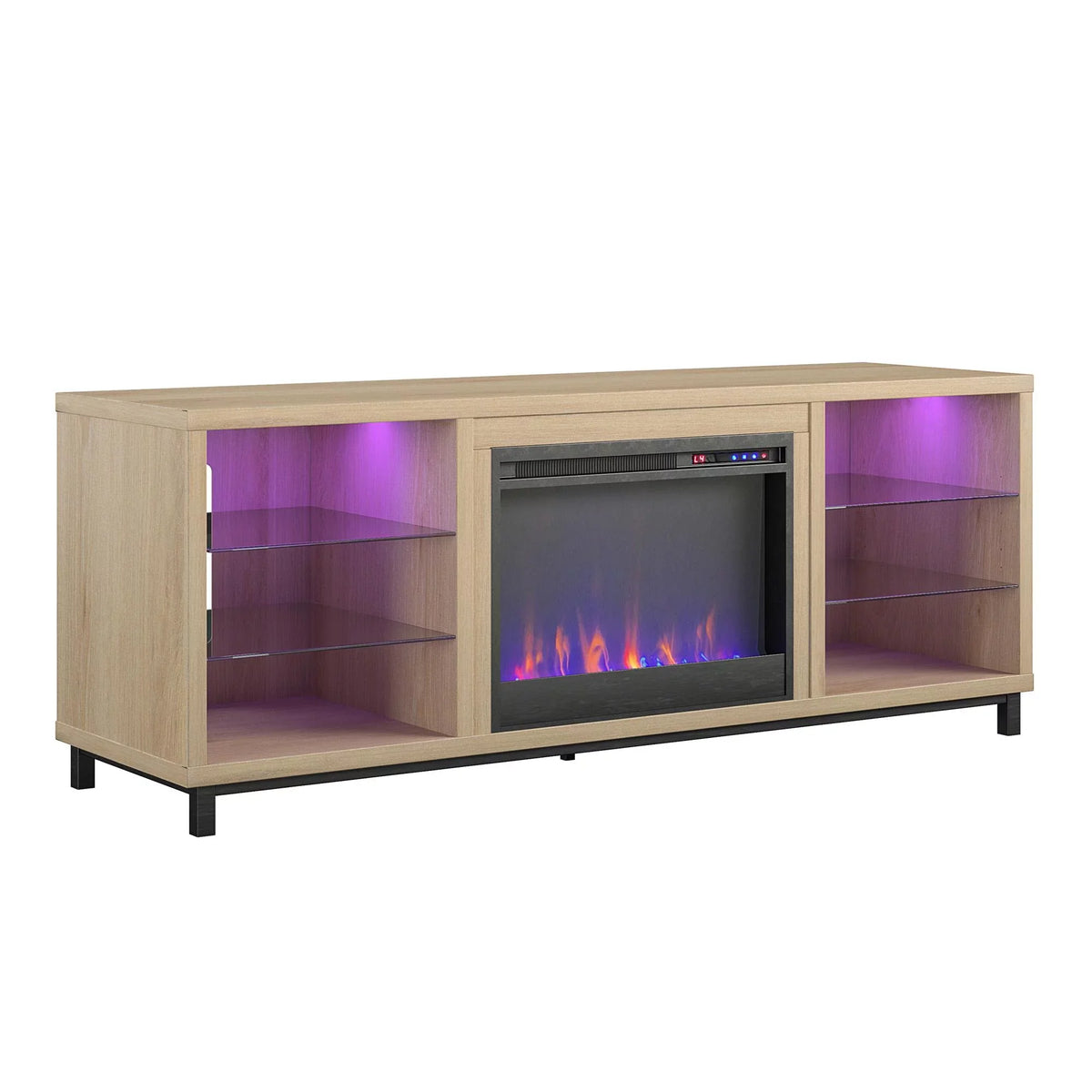 Stand Home Blonde TV to up in for Ameriwood TVs Lumina Deluxe 70" Oak Fireplace