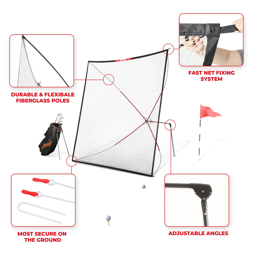 10ft Portable, Ball - Practice Big Swing Black Driving Range, Hitting Home Net Return, Size Auto Golf Aids, Training Net