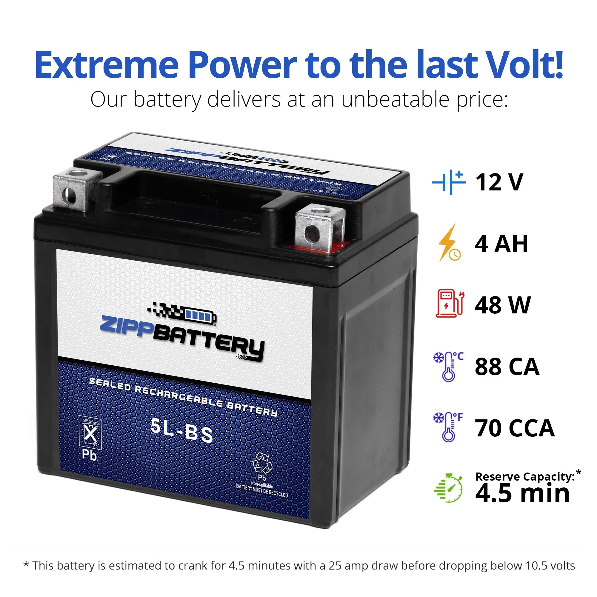 for Battery Atv Cat 90Cc Utility 2008 Ytx5L-Bs Arctic Battery Zipp Dvx90,