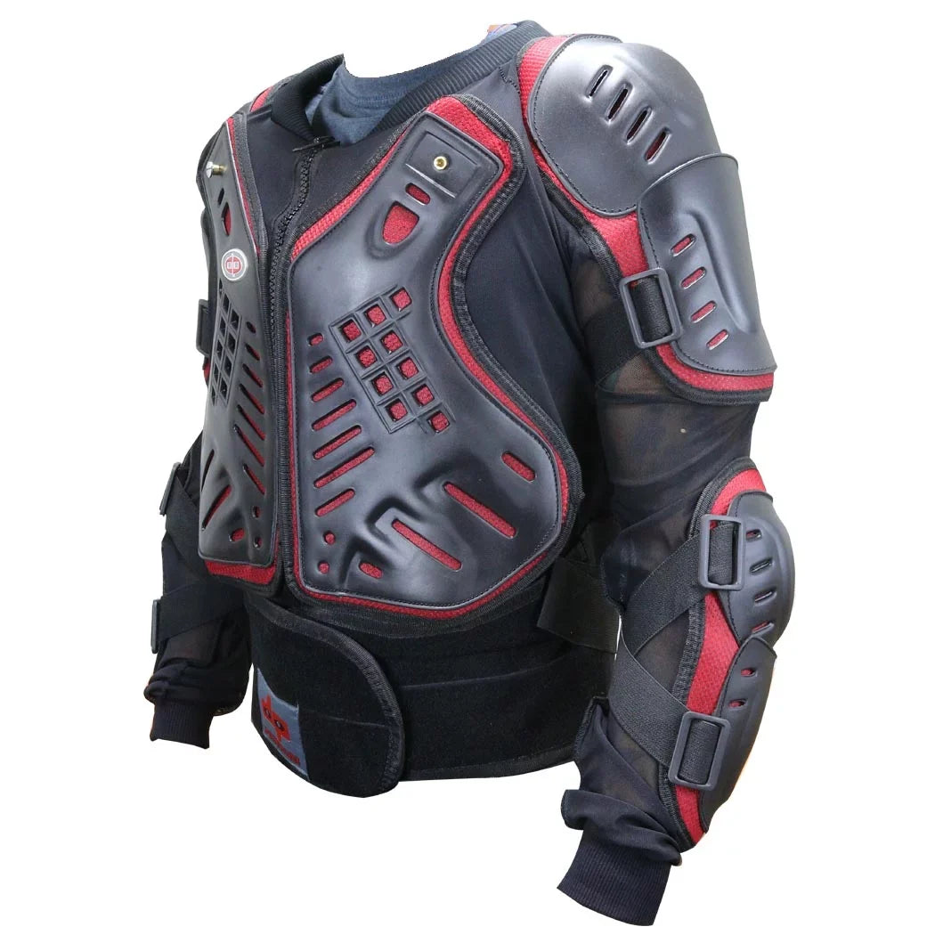 Motorcycle Body Armor & Medium CE - Approved Jacket Black Red Perrini Full