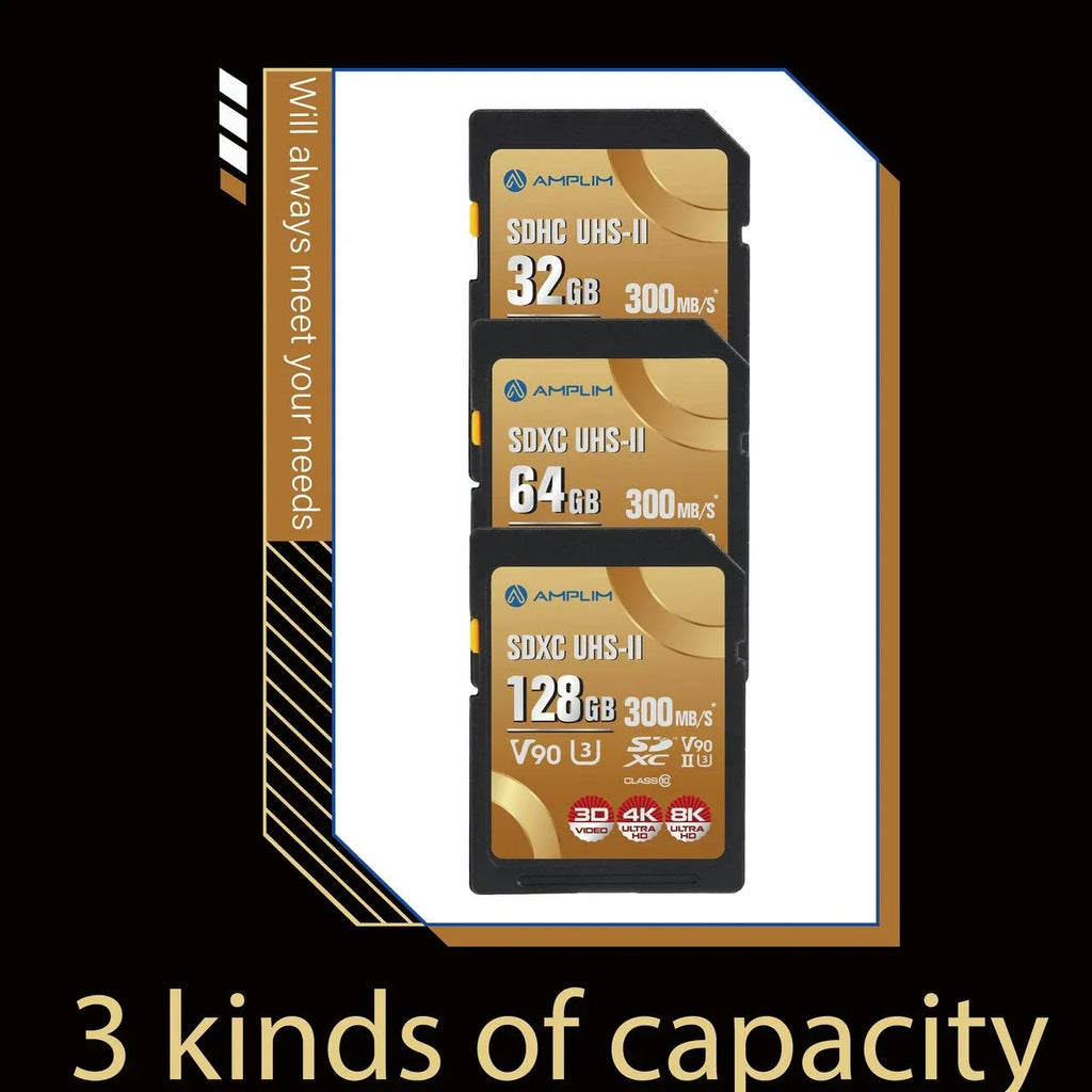 Extreme High UHS-II 8K SD Speed V90 Video UHD 4K Card for Camcorder SDXC 32GB Amplim Camera
