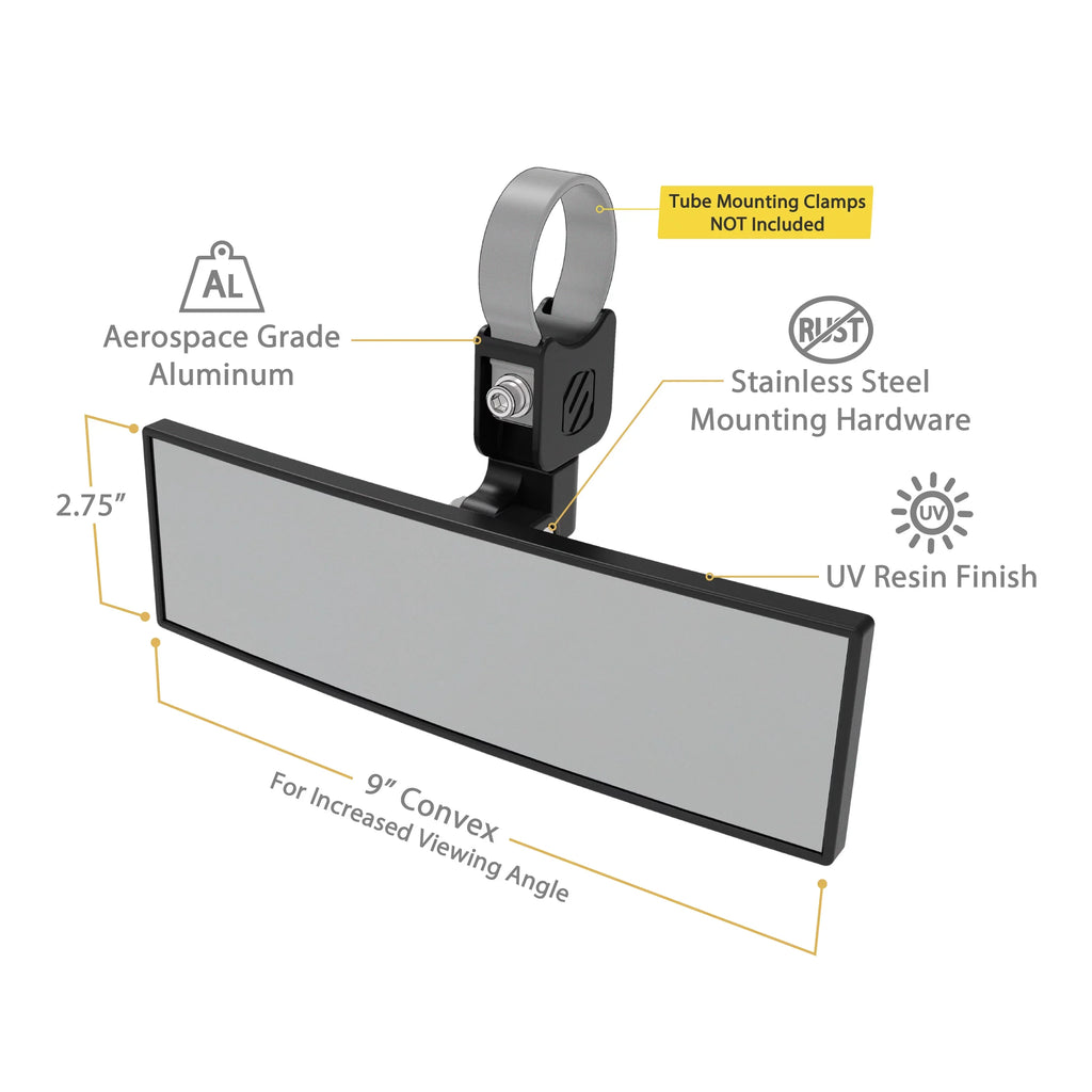 with Mirror 1.85” Scosche 9” BaseClamp View Panoramic Tube PSM21009-185 Clamps