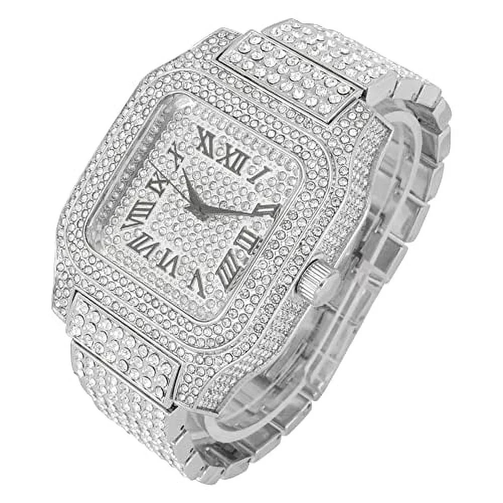 0513Sq Out - in You Out Will Iced Hop Bling-ed (Silver Watch Raymond a Hip Watch Crystal Black R#) Biggie Charles Hypnotize Square
