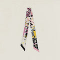 Silk Twilly New Suite Hermmes Scarf Black/Rose/Yellow Scarf Ladies Muffler