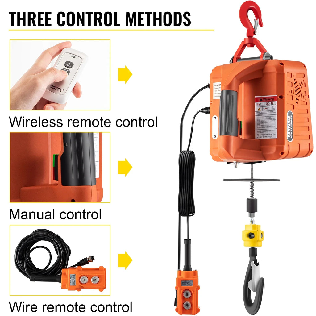 Lifting Crane Hoist Electric Towing VEVOR Portable 3-in-1 Winch Winch, 110V for Power Winch, 1100lbs 1500W Electric Electric Hoist
