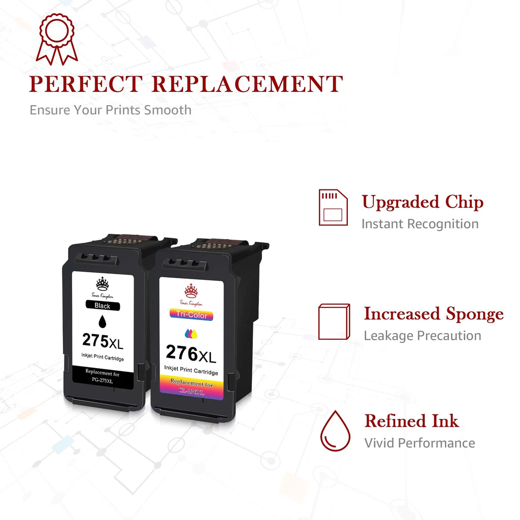 Ink TS3520 Capacity TR4700 275XL Ink 276 Printer TS3500 Cartridges for TR4720 High Black, Color) PG-275XL Pixma 276XL CL-276XL TS3522 (2 Ink Cartridges TR4722 275 and 1 for 276 275 Canon