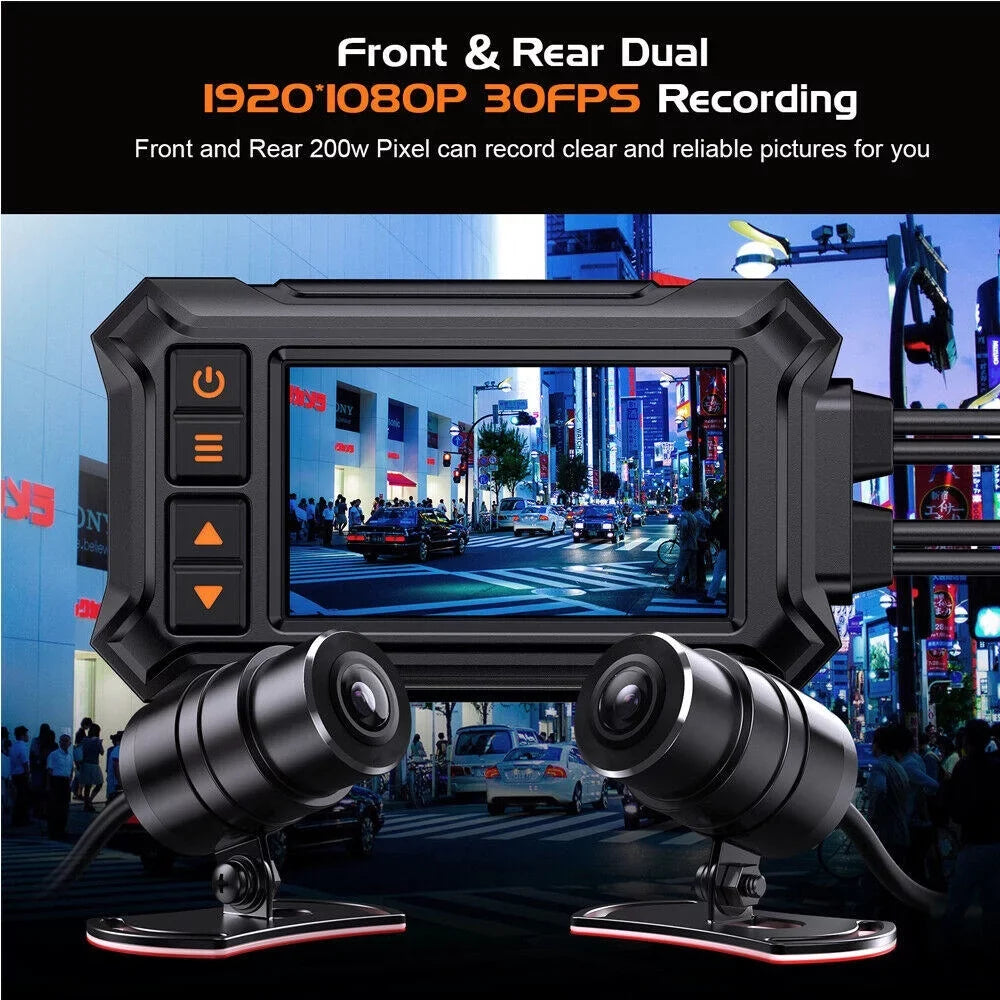 Dash Motorcycle A12 GPS Waterproof Vision Rear Front WIFI 1080P 3" Night Camera