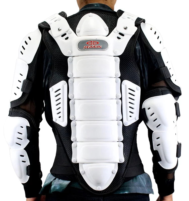 Perrini Body Approved Full Motorcycle -4XL Protection White Jacket CE Armor Spine