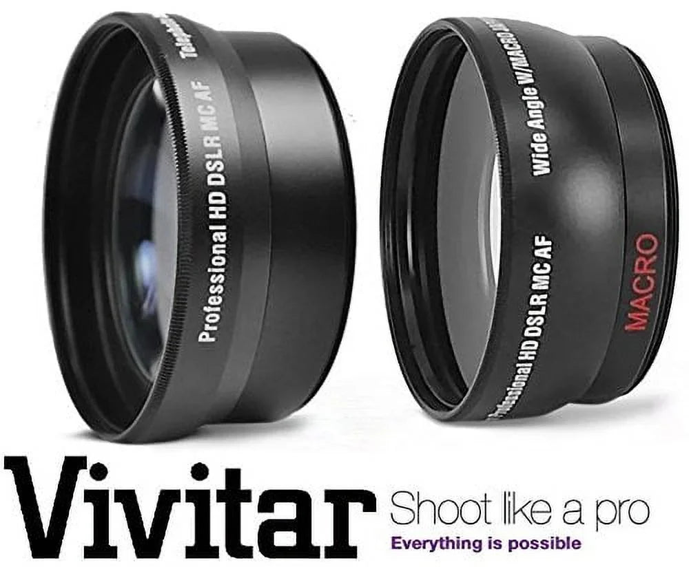 Lens Kit For (52mm Nikon Set Compatible) D3300 Telephoto Hi-Definition Angle 2Pc & Wide D5300 Lens