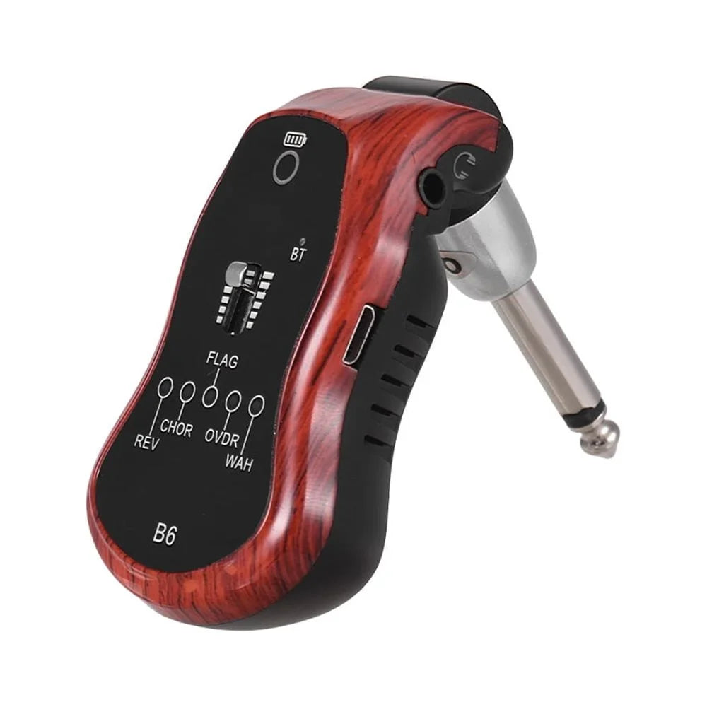 Built-in Wah) Effectors with Battery 6.35mm Effect Plug Portable Guitar Synthesizer with Lithium Effects(Reverb/Chorus/Flanger/Overdrive/Wow Rechargeable 5