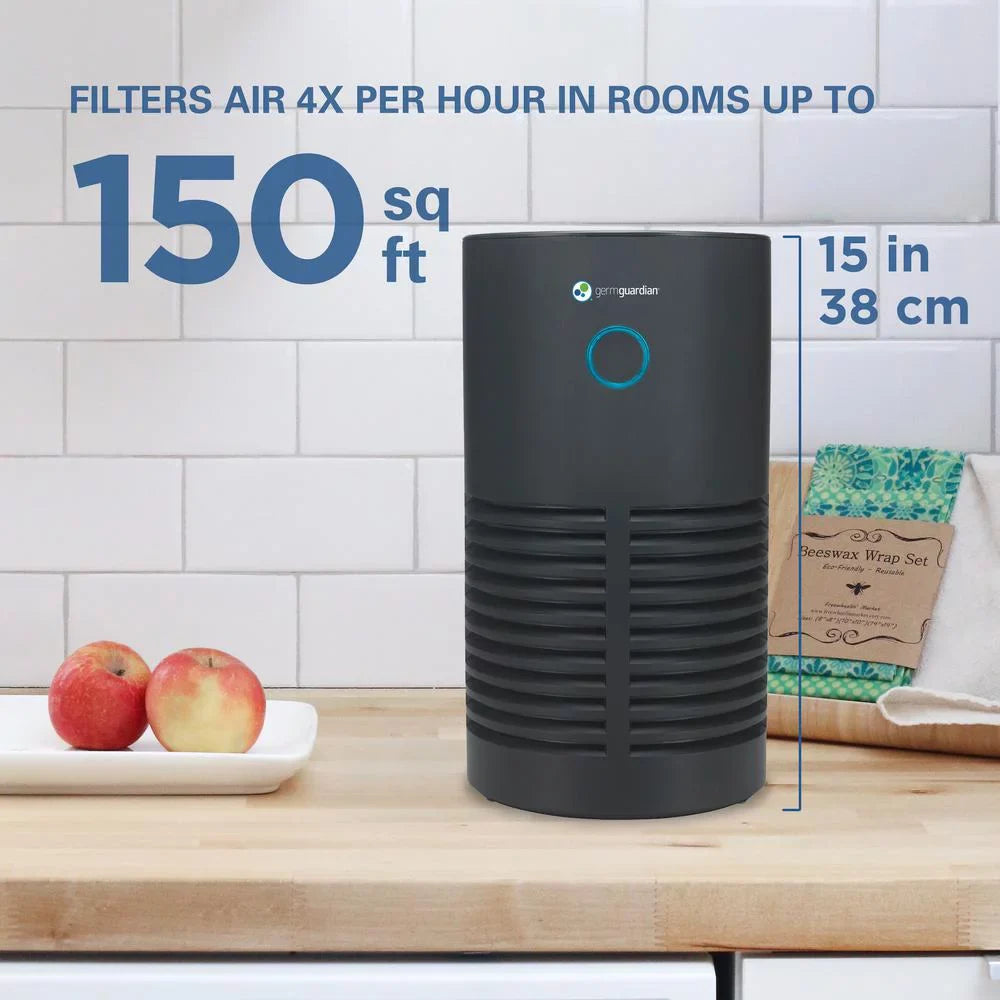 Purifier Smoke, Sq. Removes GermGuardian with HEPA Air 150 Mold, Odors, ft, Filter, UV-C, AC4700BDLX