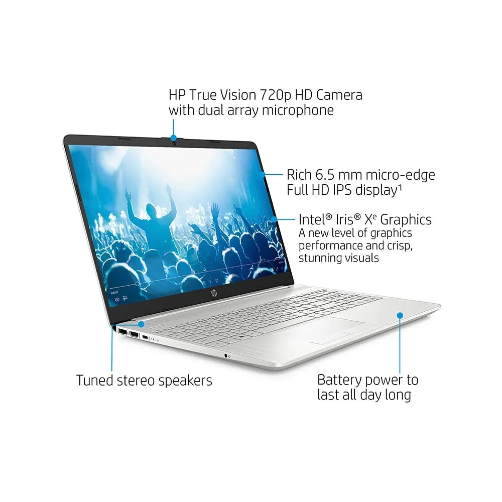 10, i5-1135G7(Beats Intel Speakers, DDR4 Graphics, 2021 Iris Intel 12GB 11th RAM, Silver, Gen HD HP Webcam, USB 512GB 32GB Laptop 15.6 Card PCIe FHD Computer, Windows SSD, Core i7-1065g7), Stereo Xe