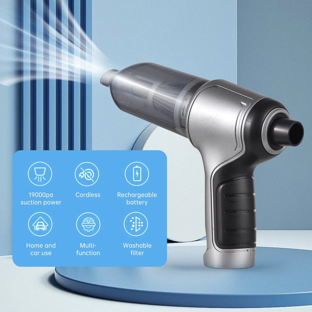 Pump Suction Cleaner Handheld Hair Car Gravel Portable USB Strong Handheld Hand With Air 19000Pa Dust Pet & Cleaning for Duster Cordless Home Tomfoto Office