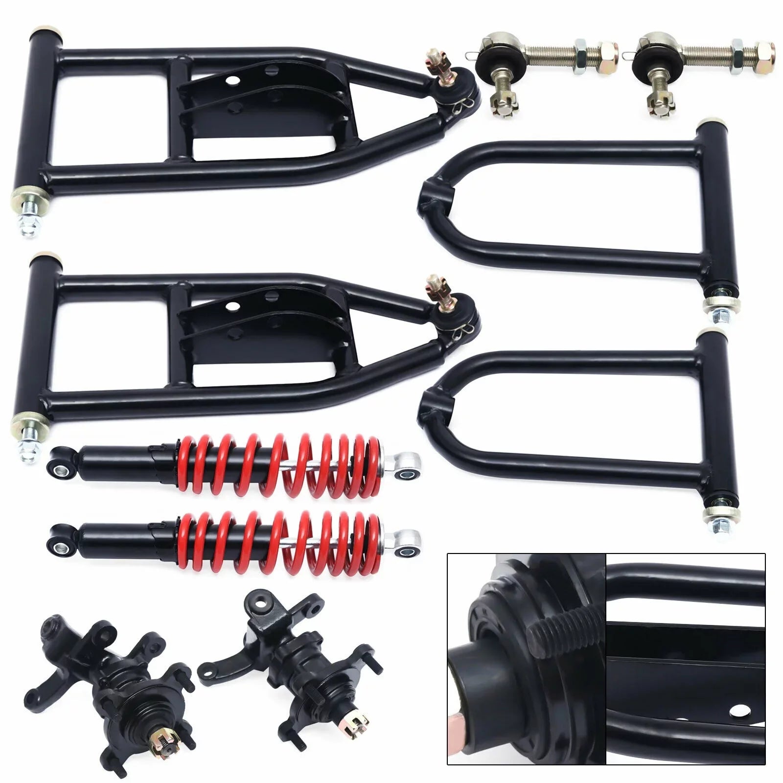 ATV/Go Kart Upper&Lower Front Upper/Lower Swingarm Buggy Suspension Go Upper/Lower For Arm Knuckle Kit Kart ATV Quad Steering A-Arm Arm Assembly Suspension Swingarm For Spindle Swing Bike
