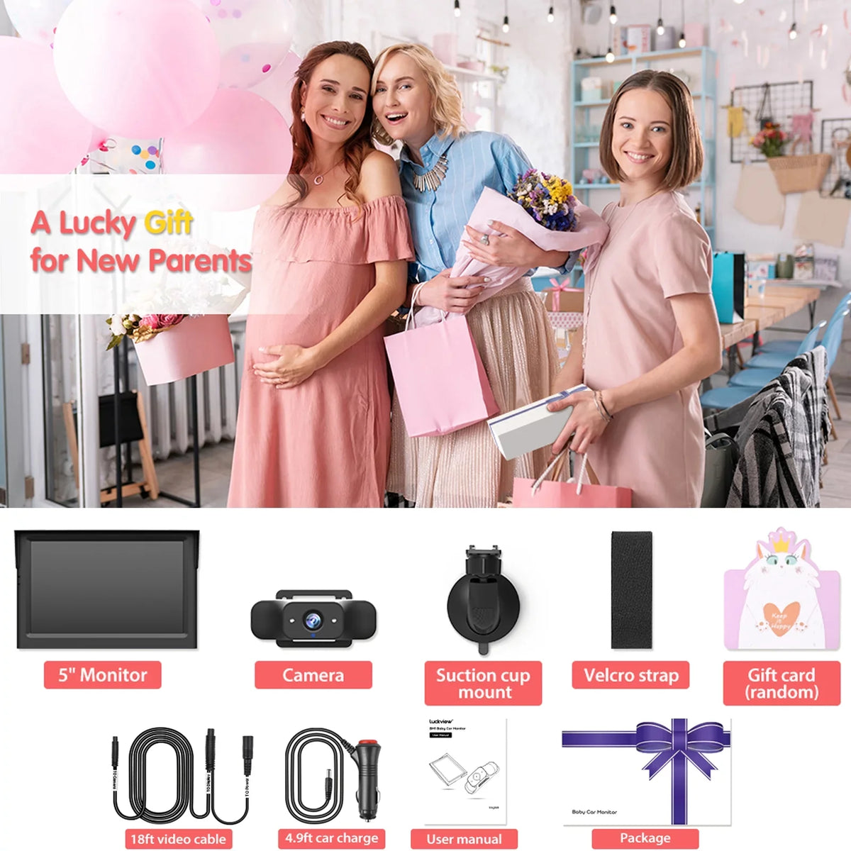 Car Camera Back Seat Camera Baby Observing Driving 3X Car Night Monitor Zoom Baby Camera Luckview While Facing Monitor Safety HD Vision, Rear Baby for Car Seat Car Children Baby