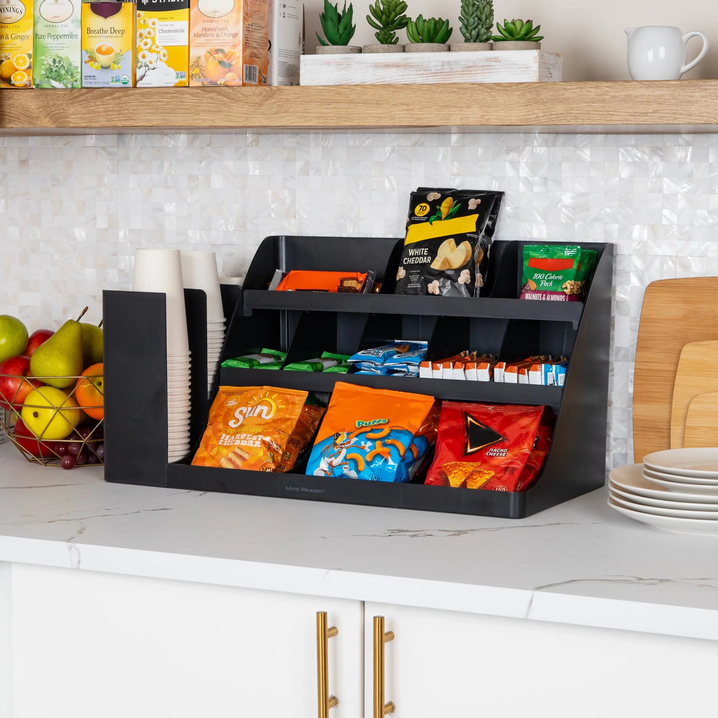 Coffee Condiment Kitchen, Stirrers, Reader Countertop Station, Black Cup and Bar, Organizer, Mind